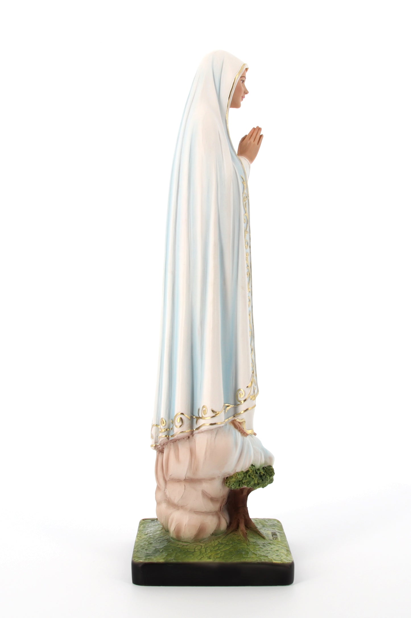 Statua Madonna di Fatima, in polvere di marmo colorata. Altezza 40 cm