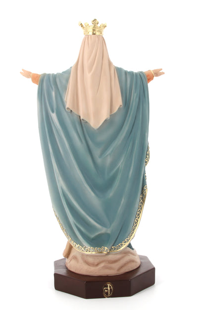 Statua Maria Mediatrice, in polvere di marmo colorata. Altezza 40 cm