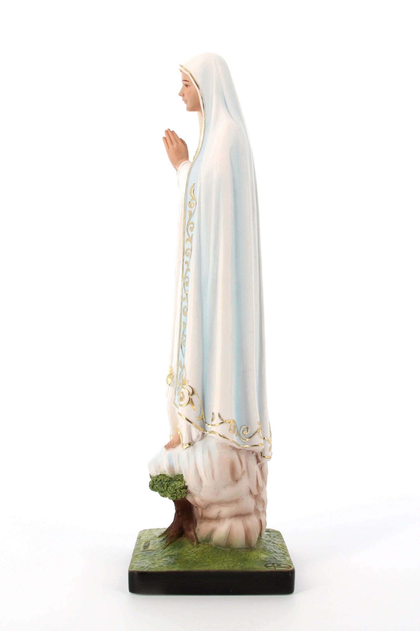 Statua Madonna di Fatima, in polvere di marmo colorata. Altezza 40 cm