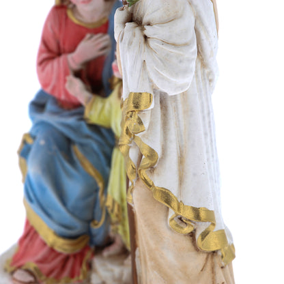 Statua santa Famiglia, in resina colorata. Altezza 14 cm