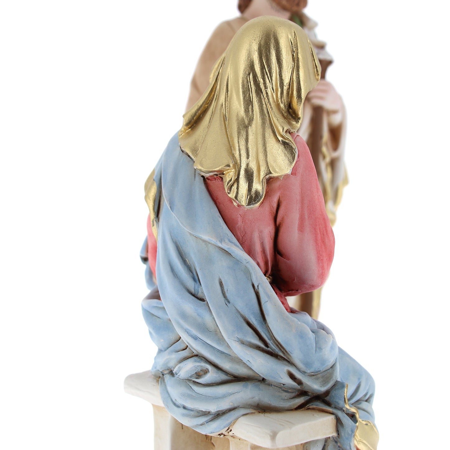 Statua santa Famiglia, in resina colorata. Altezza 21 cm