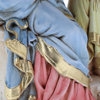 Statua santa Famiglia, in resina colorata. Altezza 21 cm