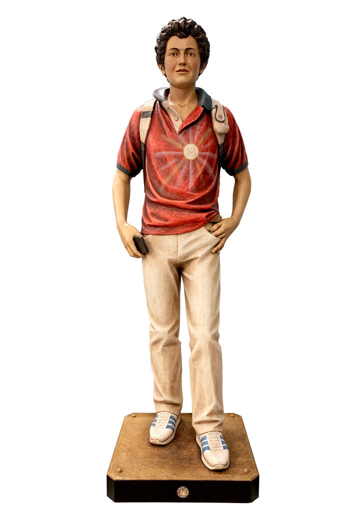 Statua San Carlo Acutis, in legno. Altezza 190 cm