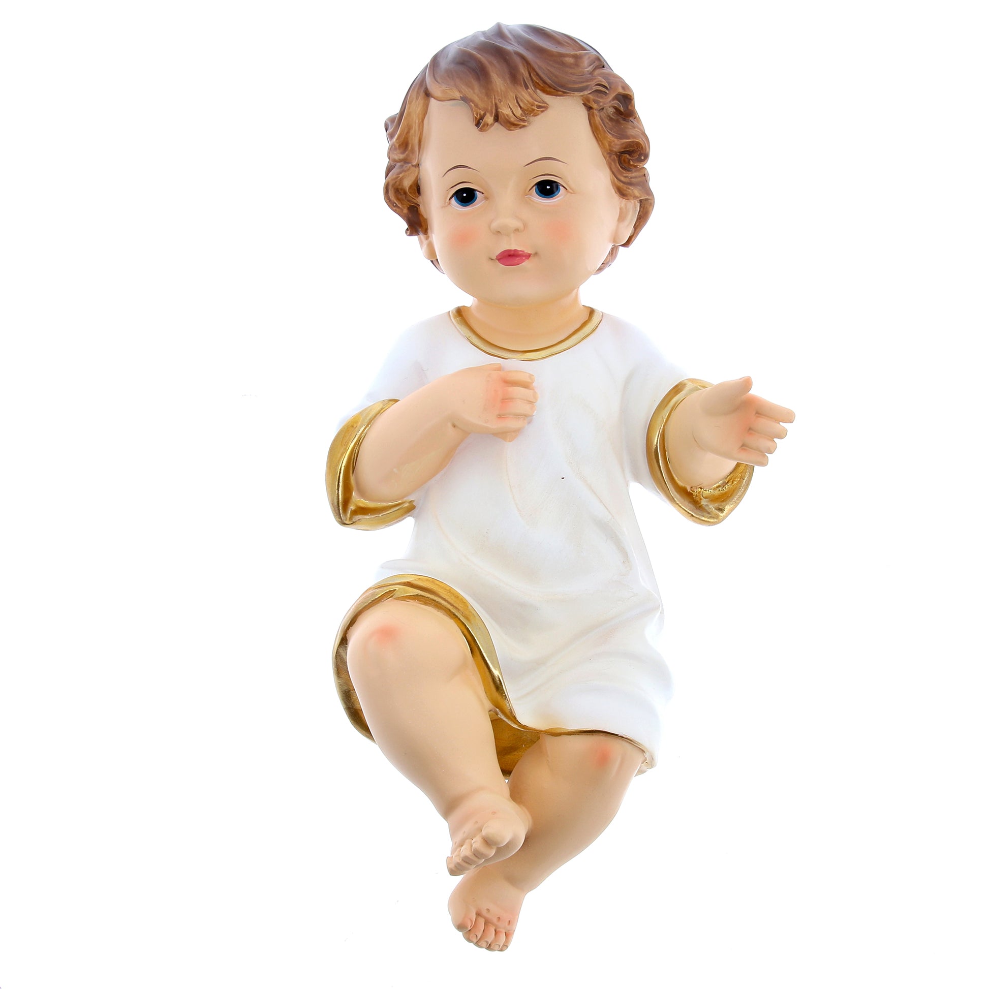 Statua Gesu' Bambino vestito , in resina. Altezza 29 cm