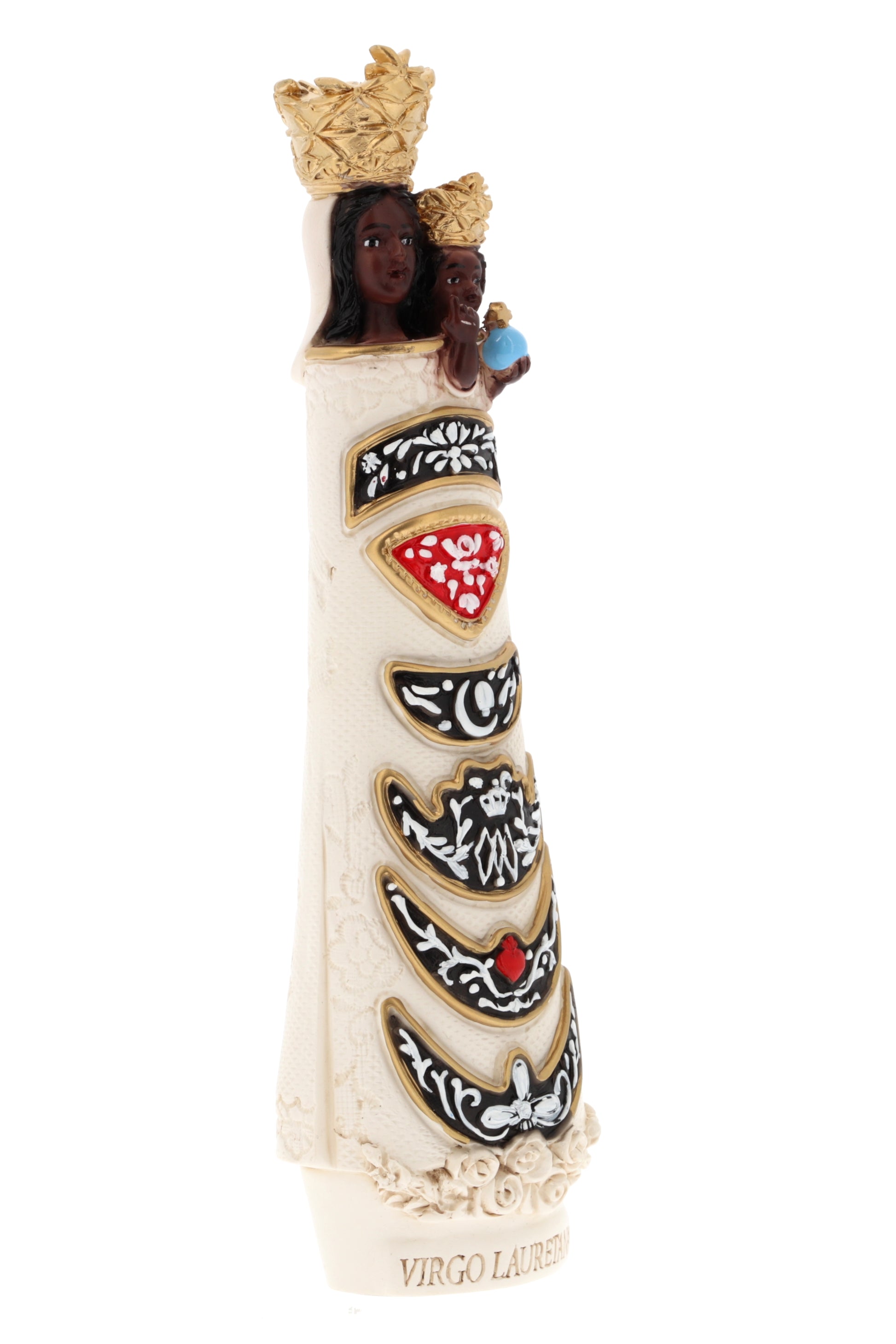 Statua Madonna di Loreto, in resina colorata. Altezza 24,5 cm