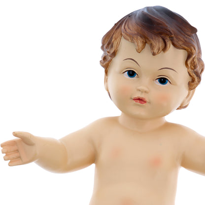 Statua Gesù Bambino con lenzuolino, in resina. Altezza 21 cm
