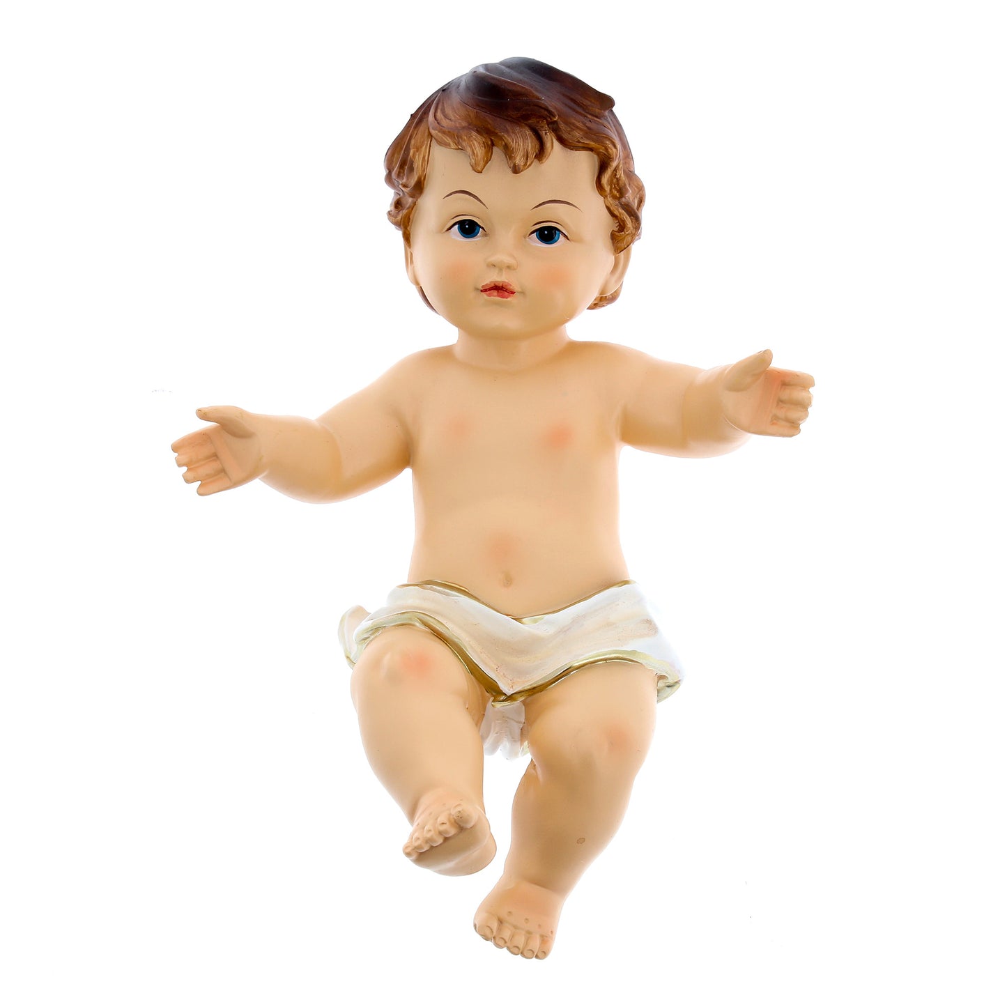Statua Gesù Bambino con lenzuolino, in resina. Altezza 21 cm