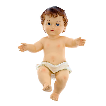 Statua Gesù Bambino con lenzuolino, in resina. Altezza 21 cm