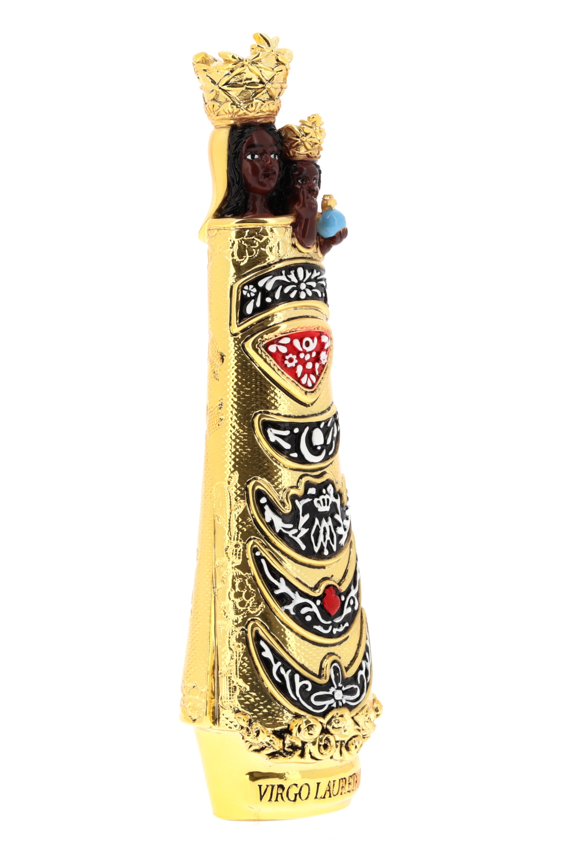 Statua Madonna di Loreto, in resina dorata. Altezza 18 cm