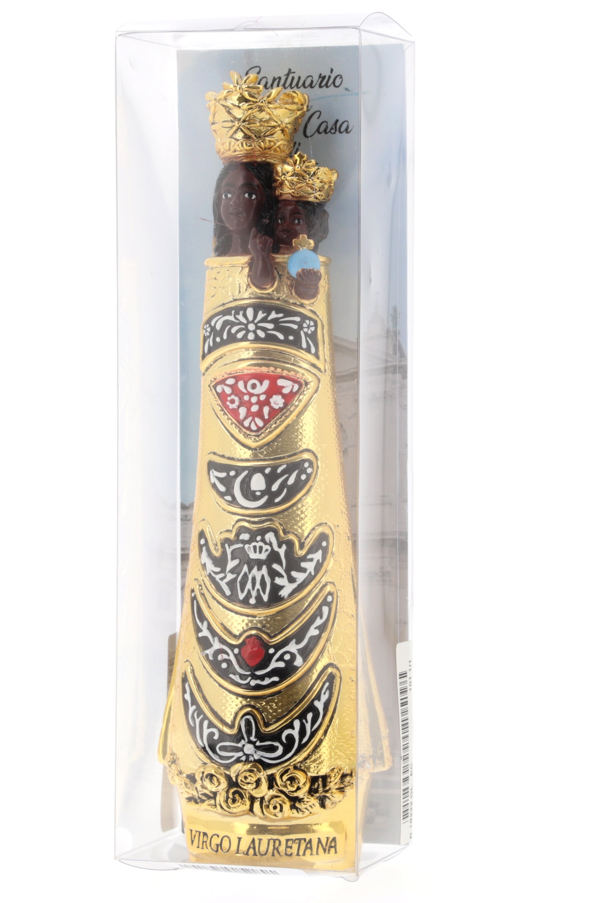 Statua Madonna di Loreto, in resina dorata. Altezza 24,5 cm