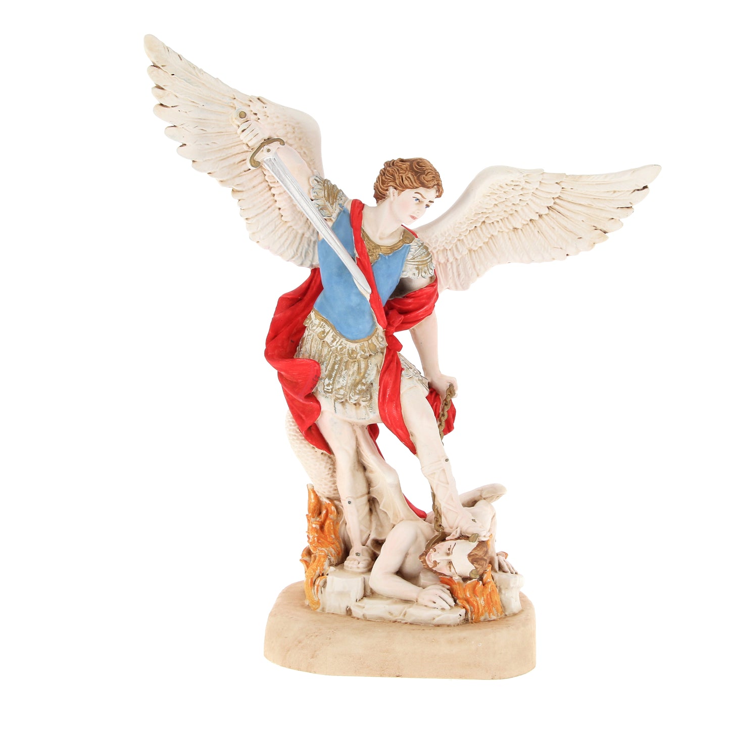 Statua San Michele Arcangelo, in resina colorata. Altezza 40 cm
