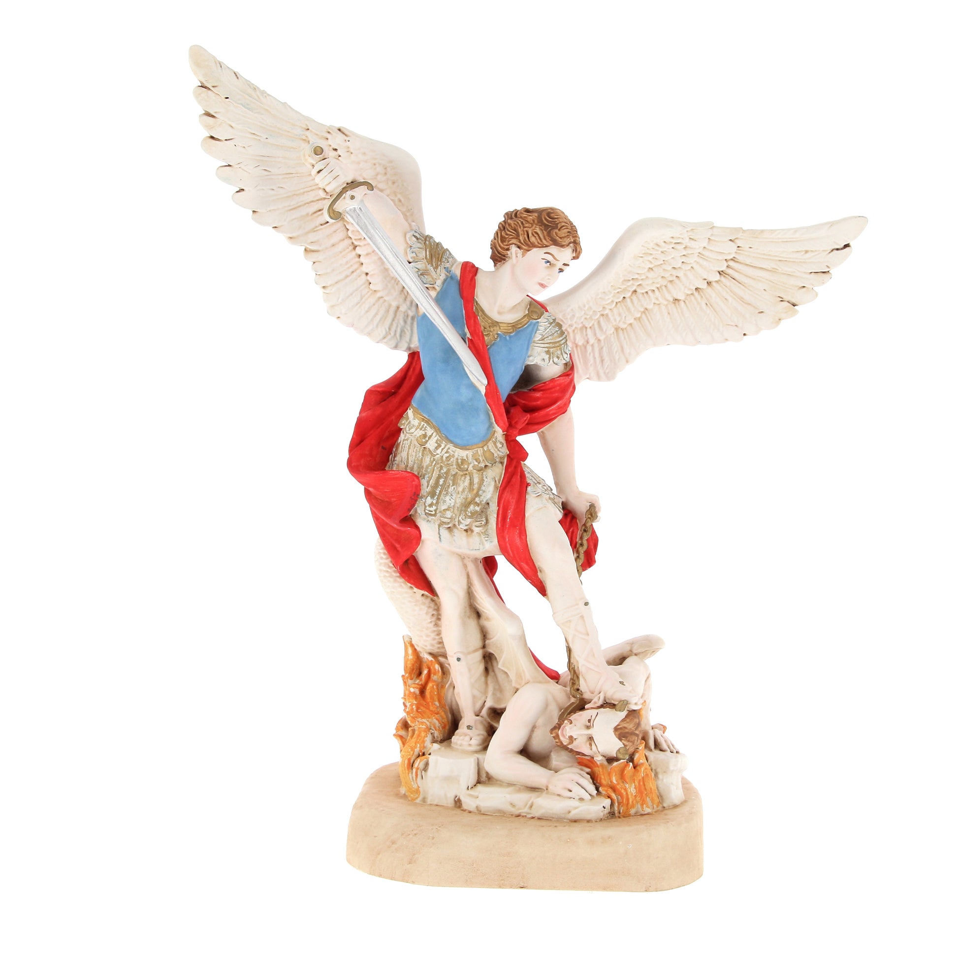 Statua San Michele Arcangelo, in resina colorata. Altezza 40 cm
