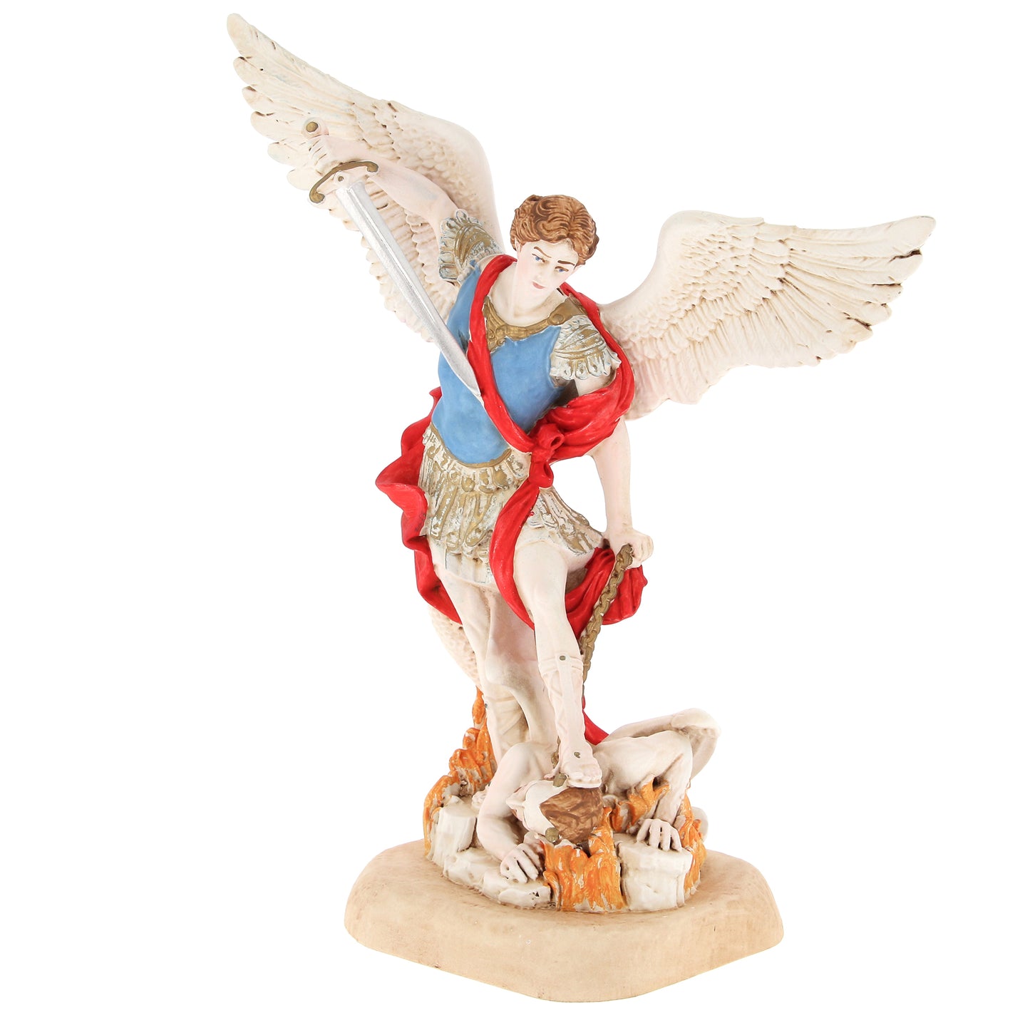 Statua San Michele Arcangelo, in resina colorata. Altezza 40 cm
