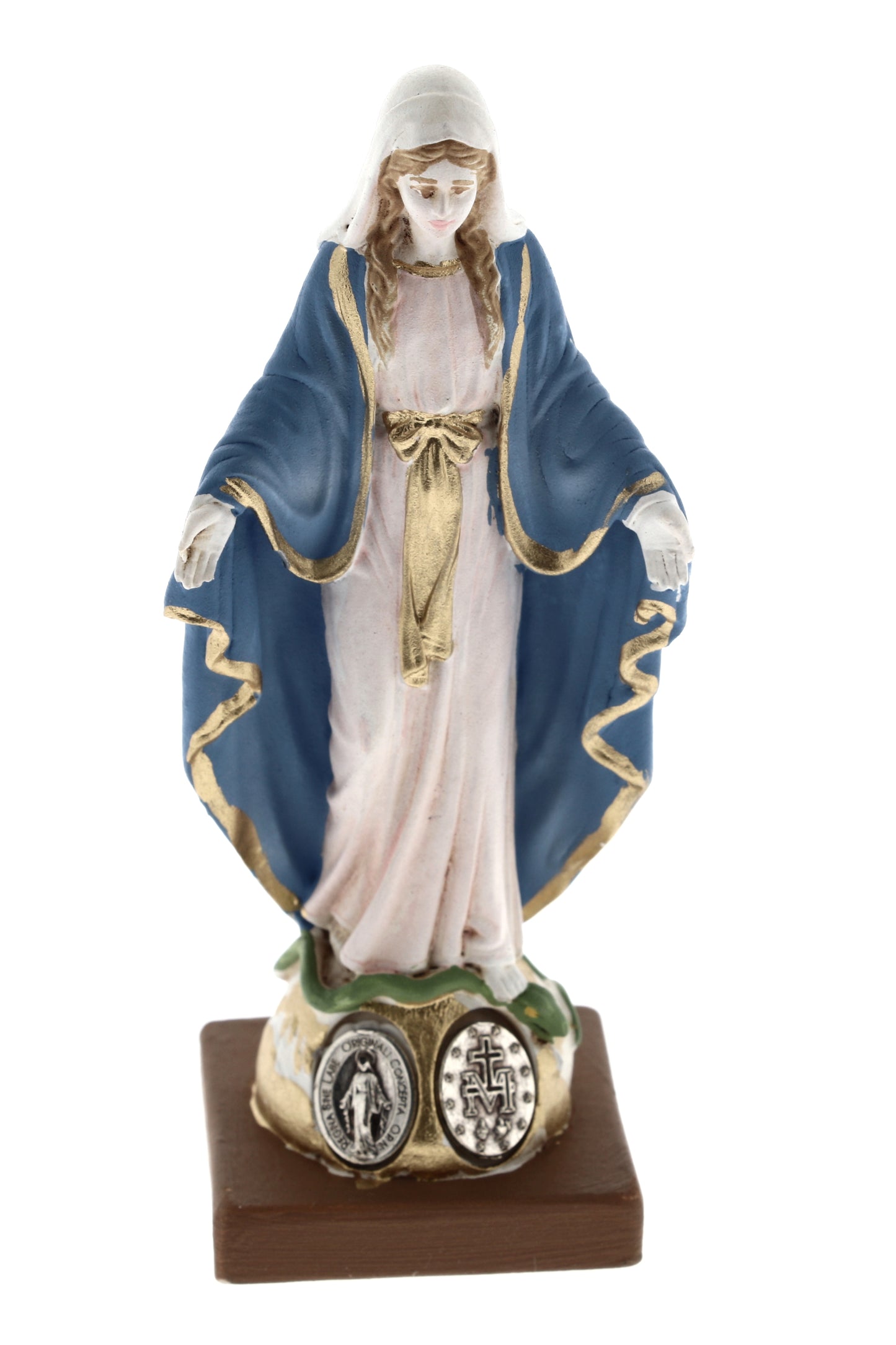 Statua Madonna Immacolata, in resina colorata. Altezza 10 cm
