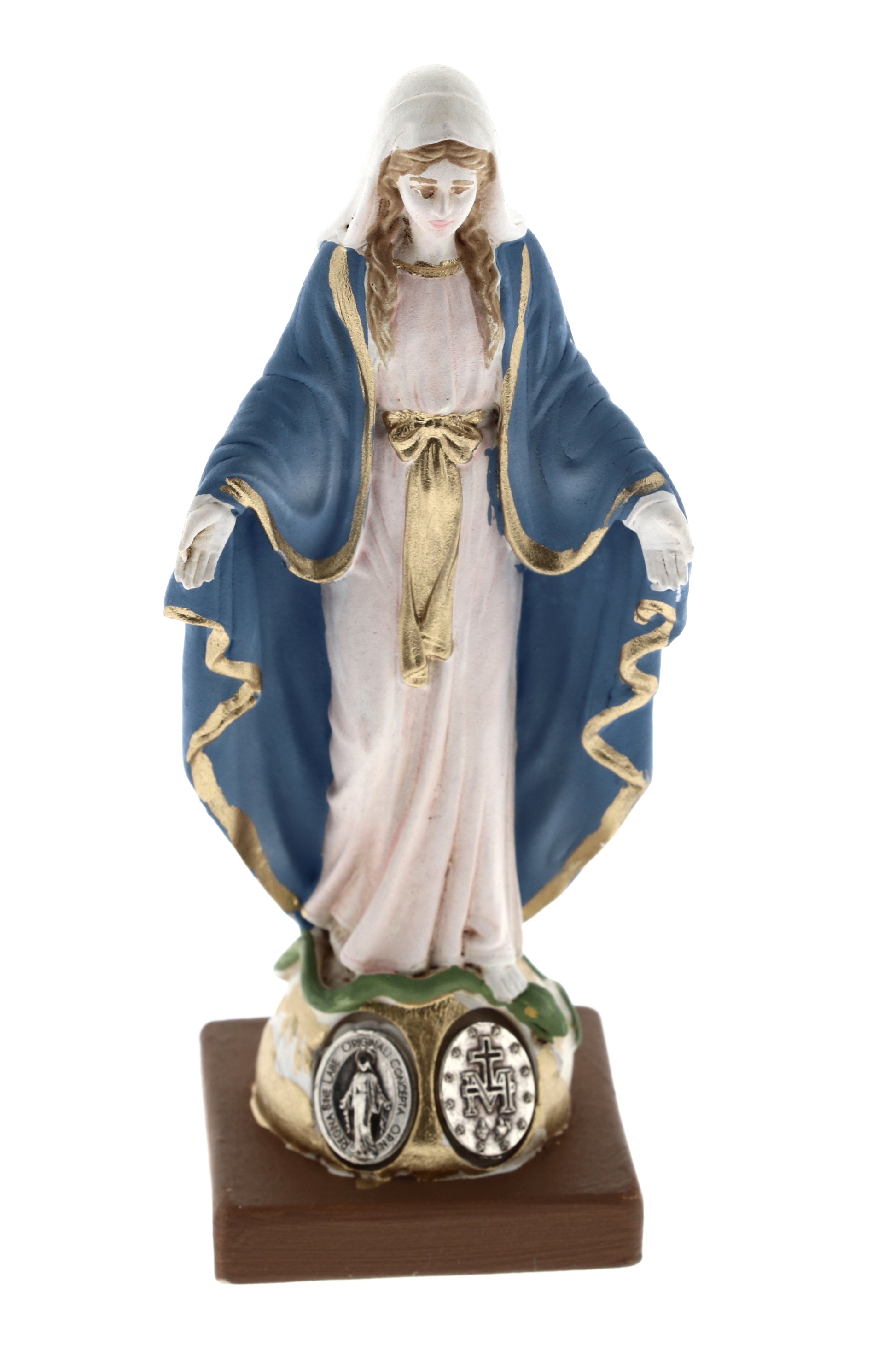 Statua Madonna Immacolata, in resina colorata. Altezza 10 cm
