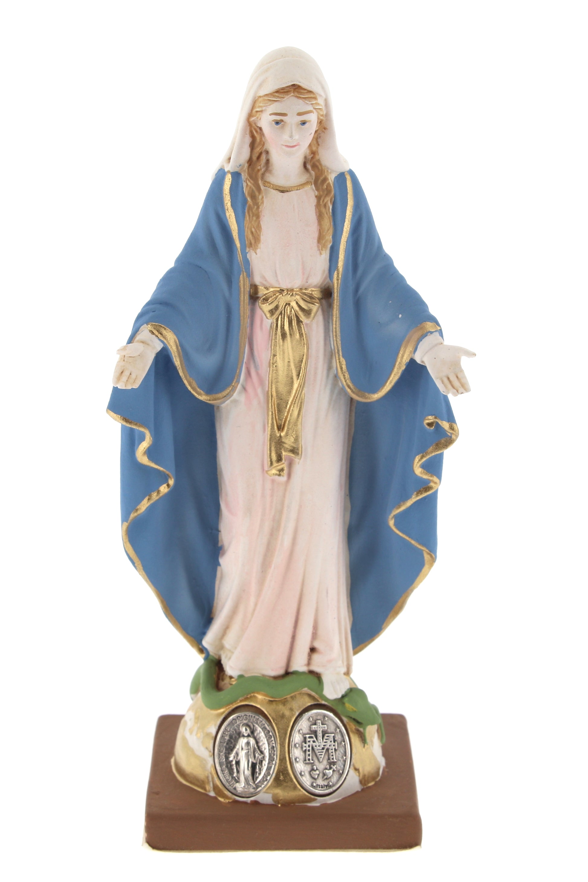 Statua Madonna Immacolata, in resina colorata. Altezza 15 cm
