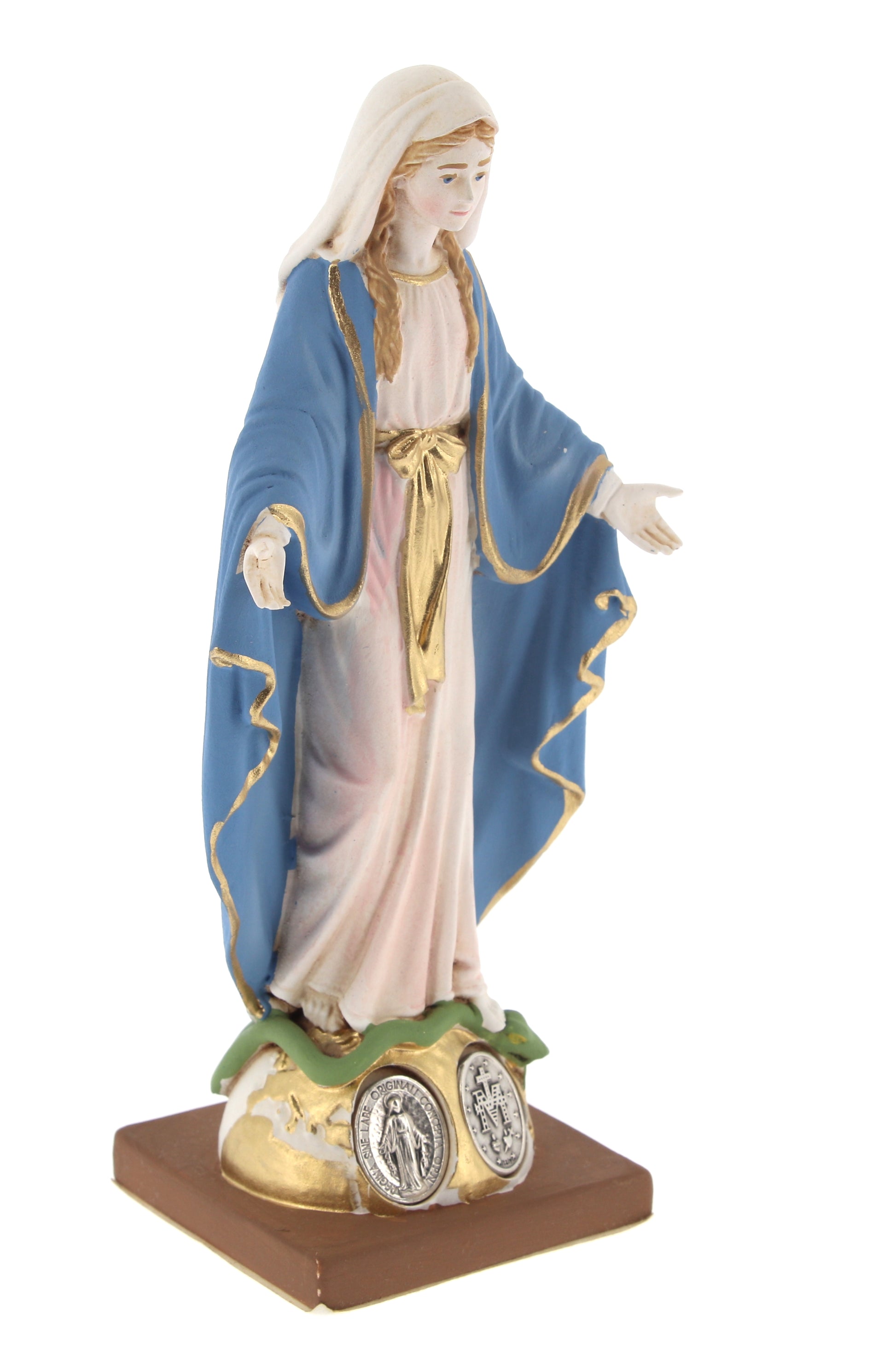 Statua Madonna Immacolata, in resina colorata. Altezza 15 cm

