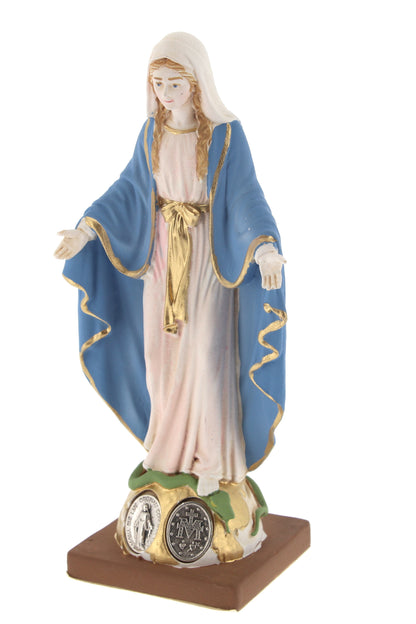 Statua Madonna Immacolata, in resina colorata. Altezza 15 cm
