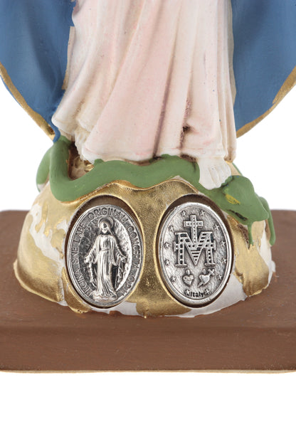 Statua Madonna Immacolata, in resina colorata. Altezza 15 cm
