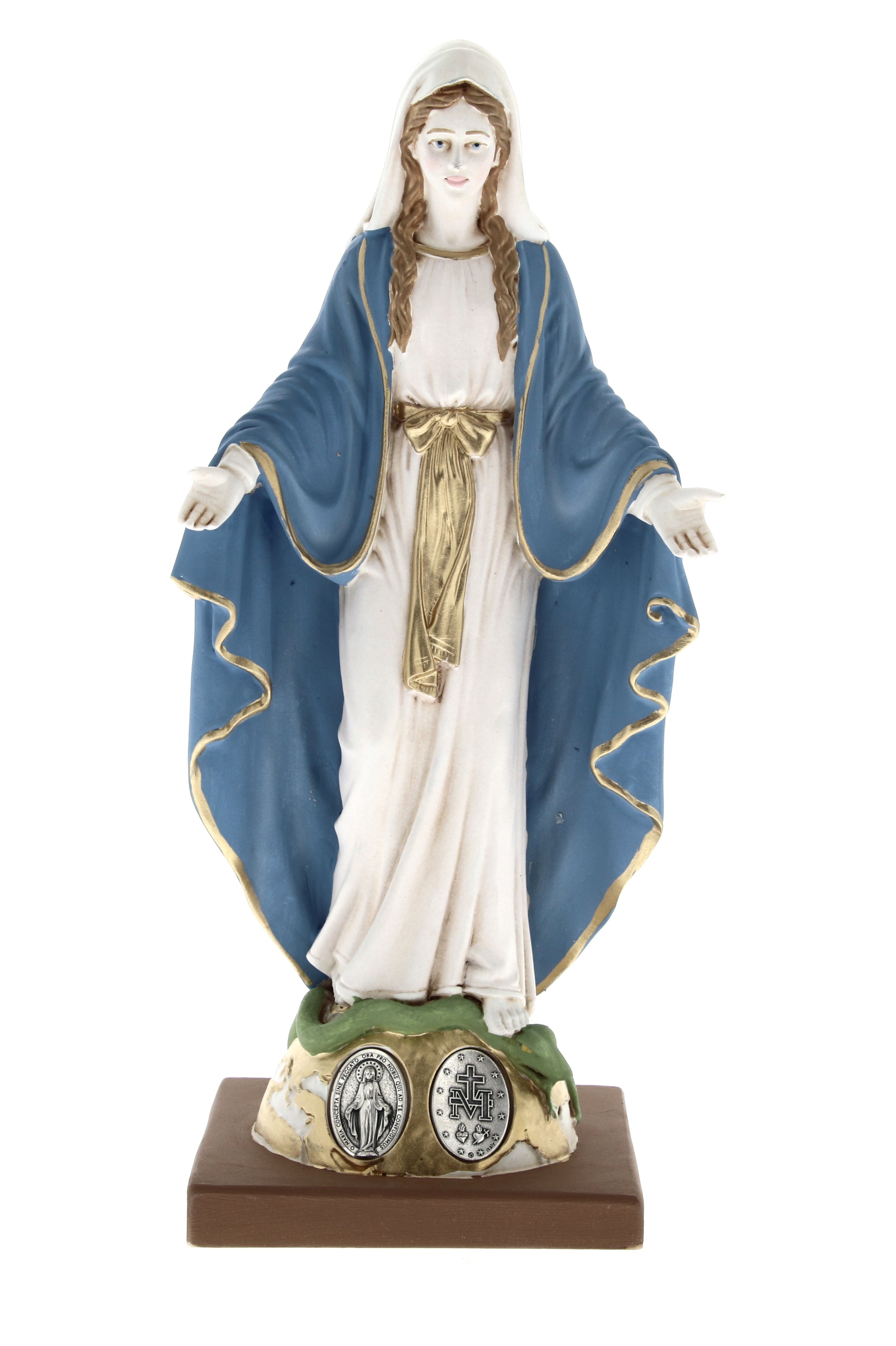 Statua Madonna Immacolata, in resina colorata. Altezza 30 cm
