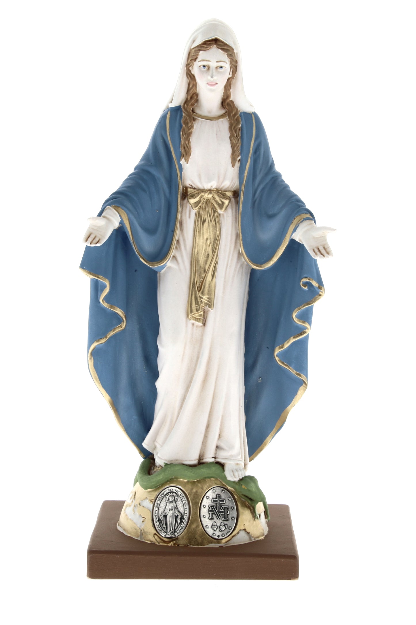 Statua Madonna Immacolata, in resina colorata. Altezza 40 cm