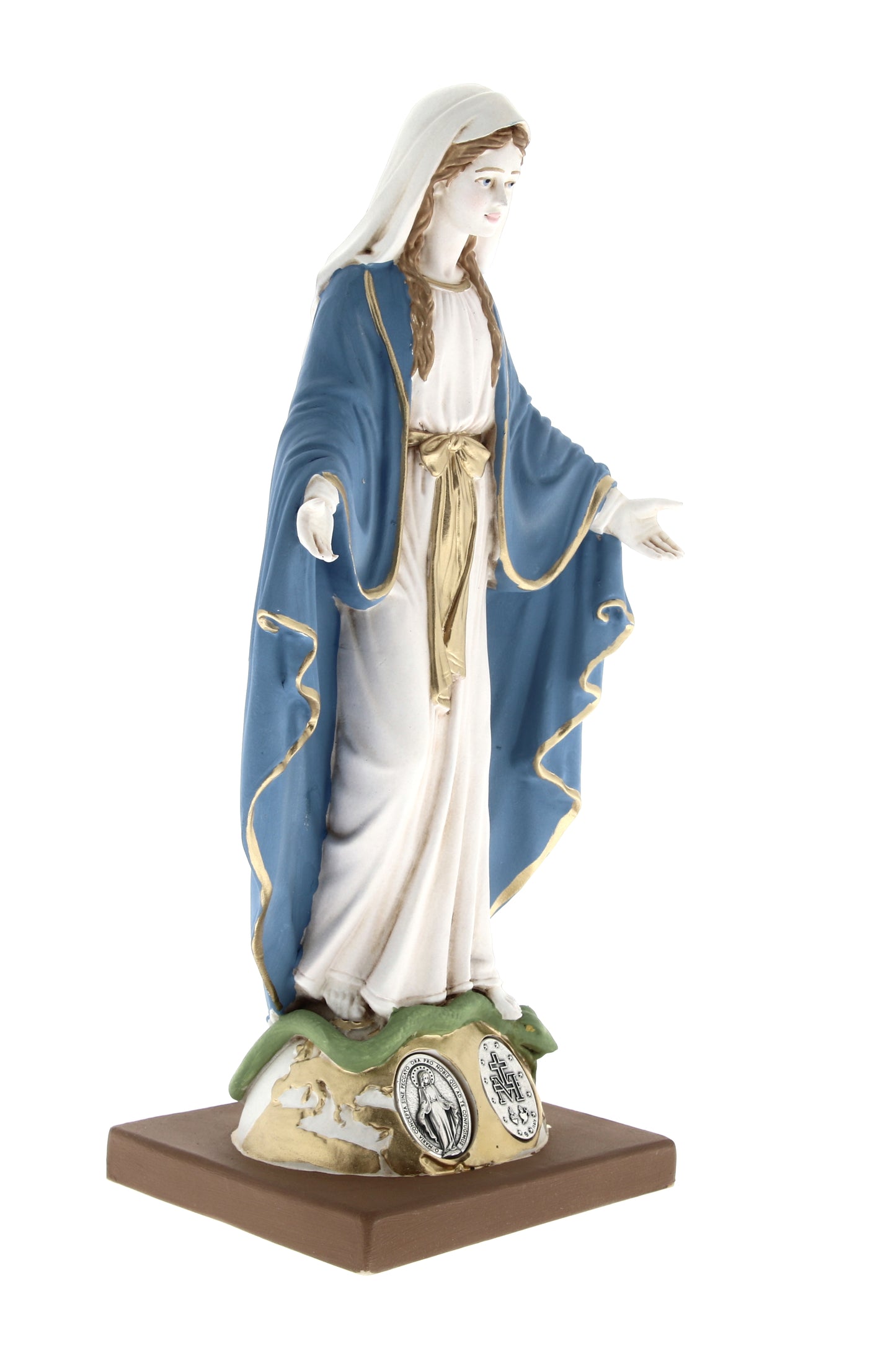 Statua Madonna Immacolata, in resina colorata. Altezza 30 cm
