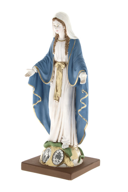 Statua Madonna Immacolata, in resina colorata. Altezza 30 cm
