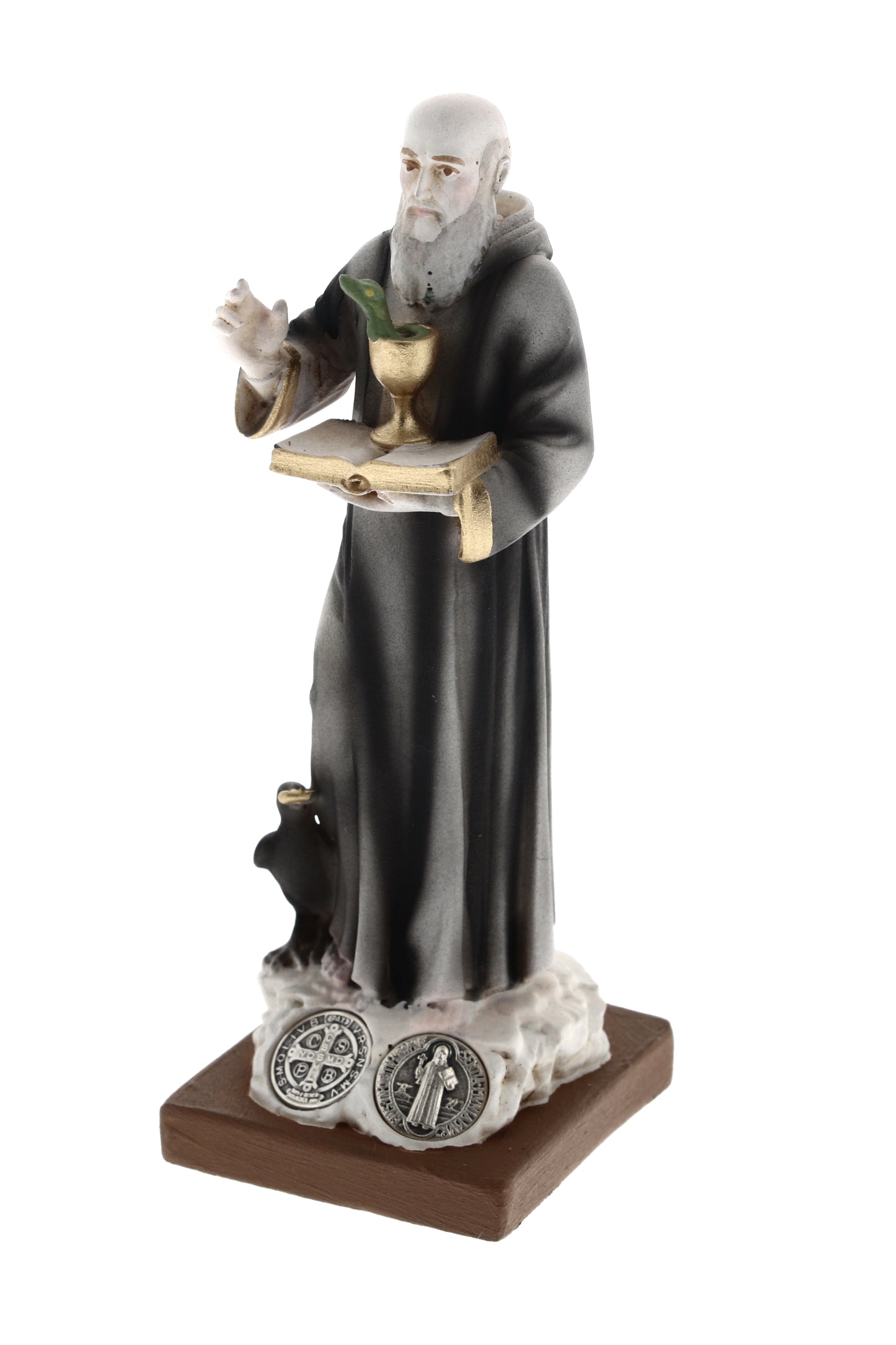 Statua San Benedetto, in resina colorata. Altezza 10 cm
