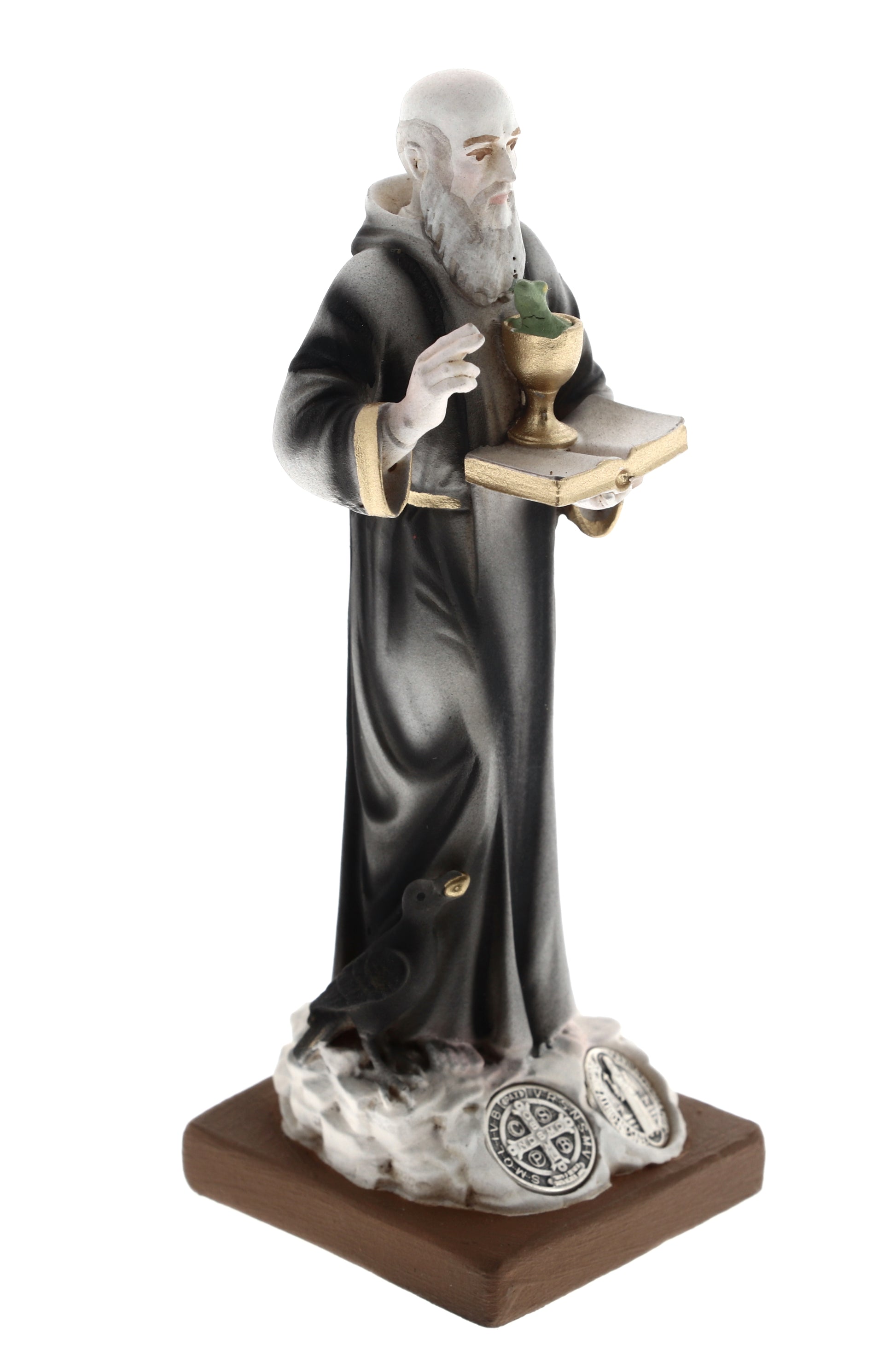 Statua San Benedetto, in resina colorata. Altezza 10 cm
