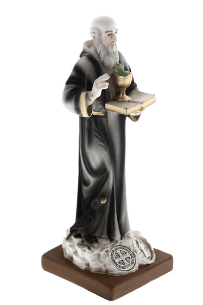 Statua San Benedetto, in resina colorata. Altezza 10 cm
