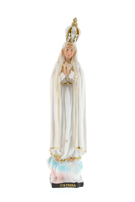 Statua Madonna di Fatima, in resina. Altezza 15 cm