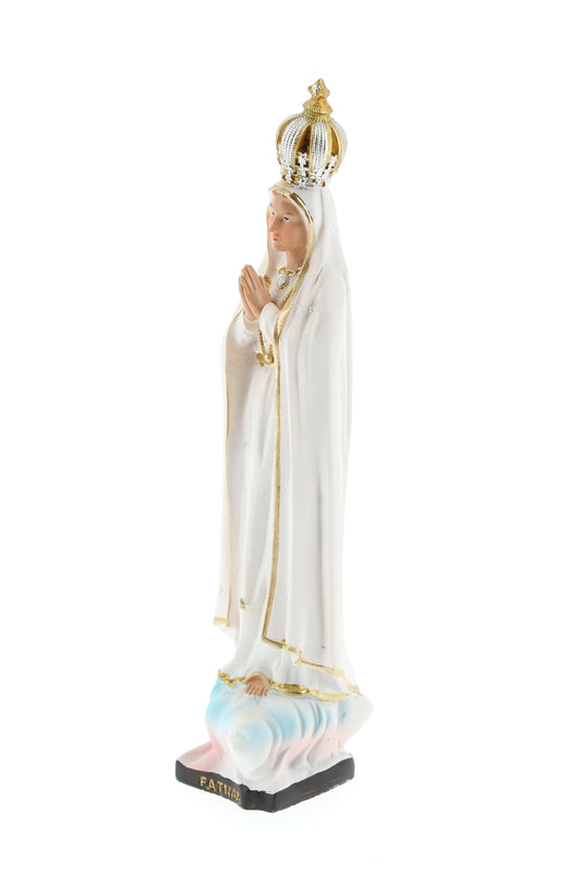 Statua Madonna di Fatima, in resina. Altezza 15 cm
