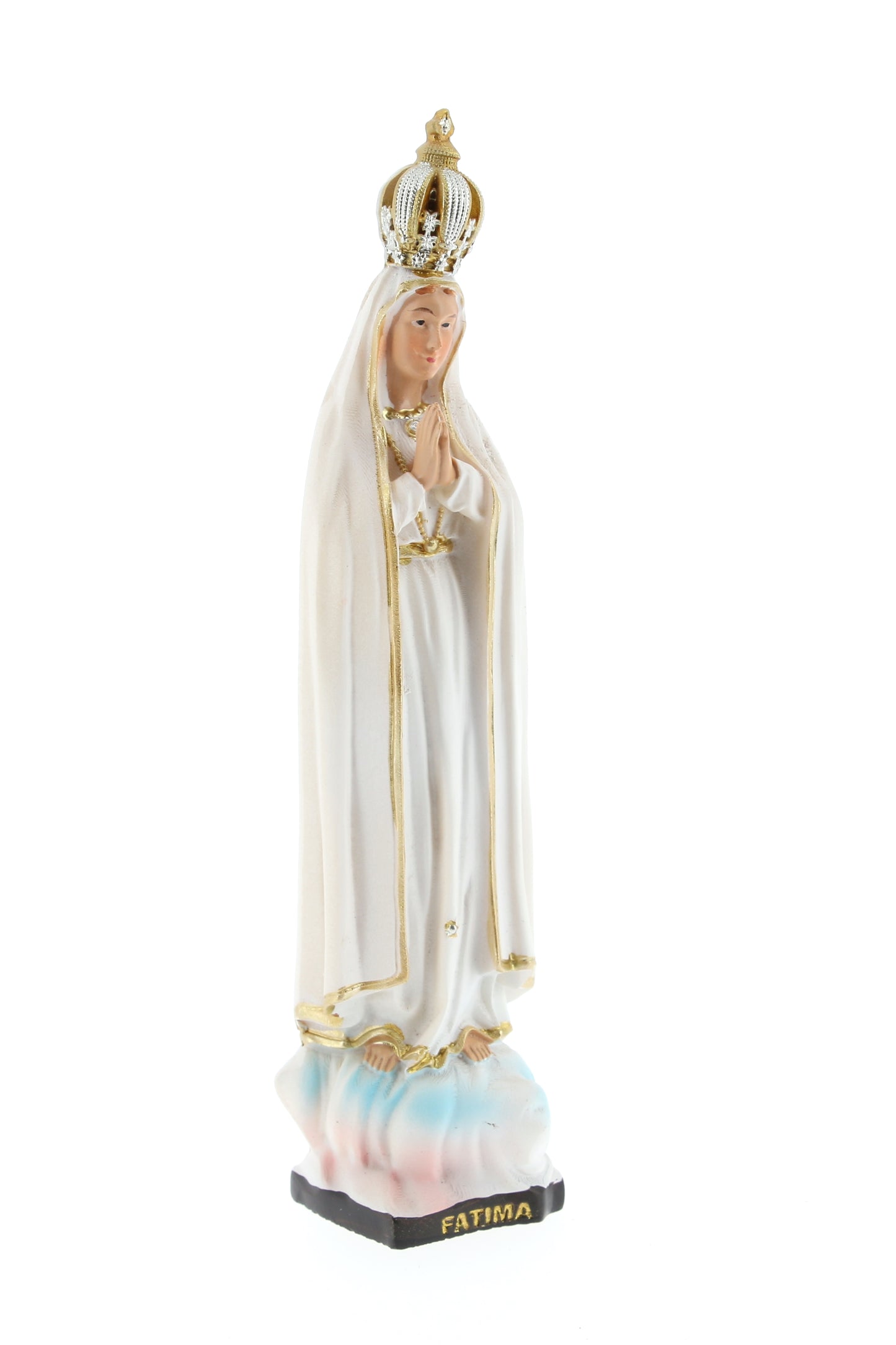 Statua Madonna di Fatima, in resina. Altezza 15 cm