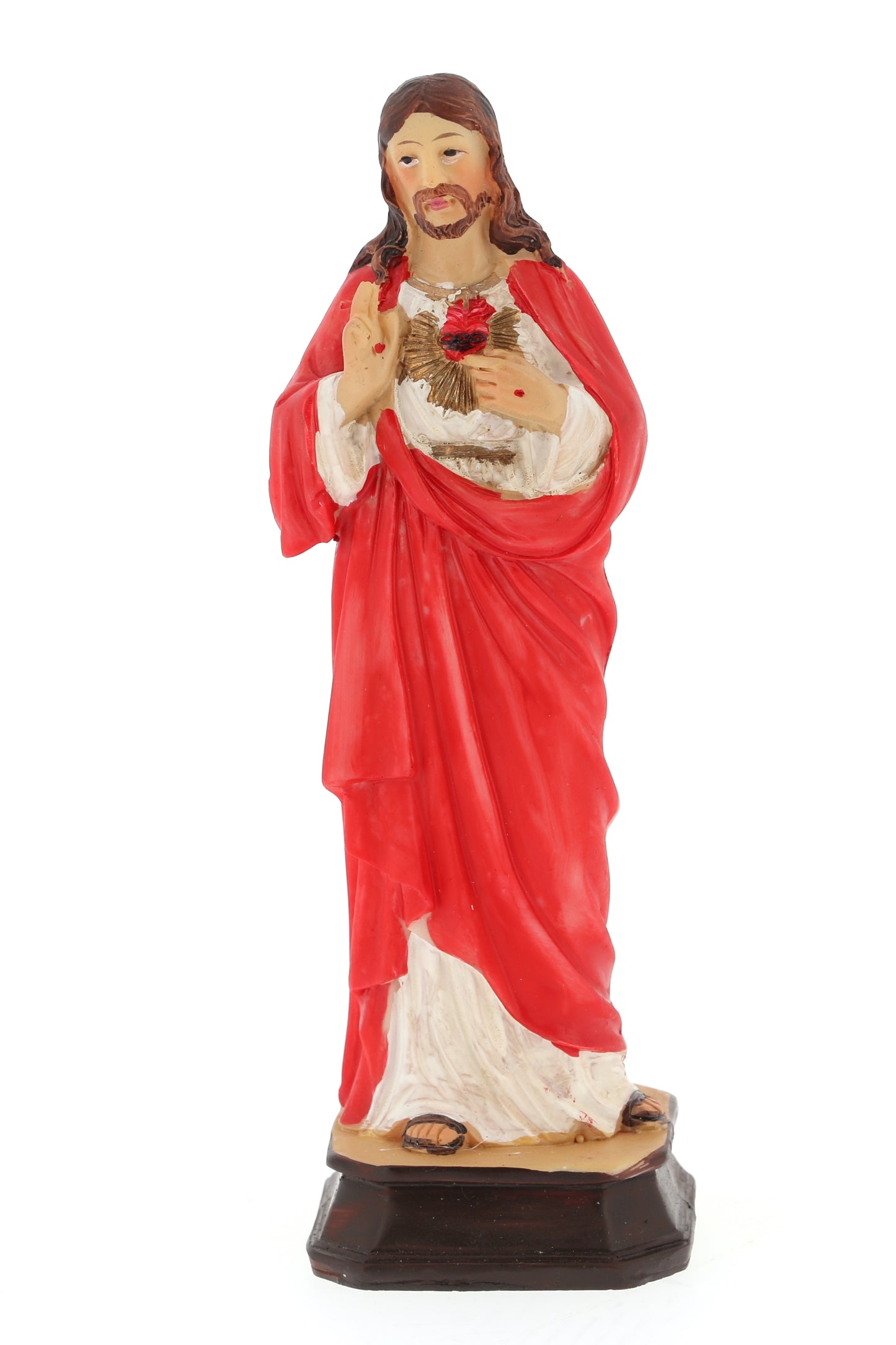 Statua Sacro Cuore di Gesu', in resina. Altezza 15 cm