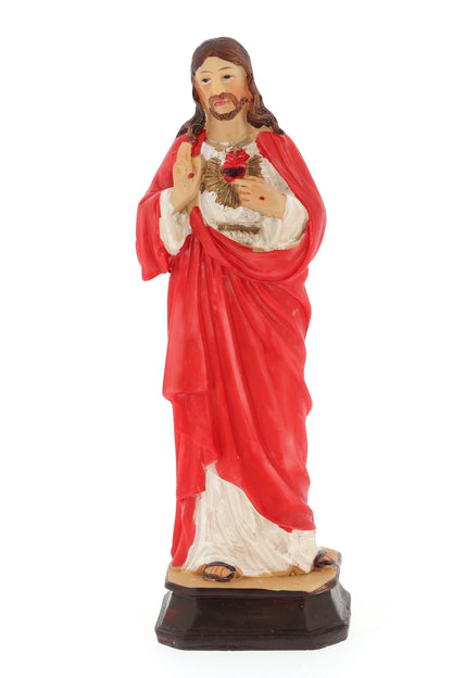 Statua Sacro Cuore di Gesu', in resina. Altezza 15 cm