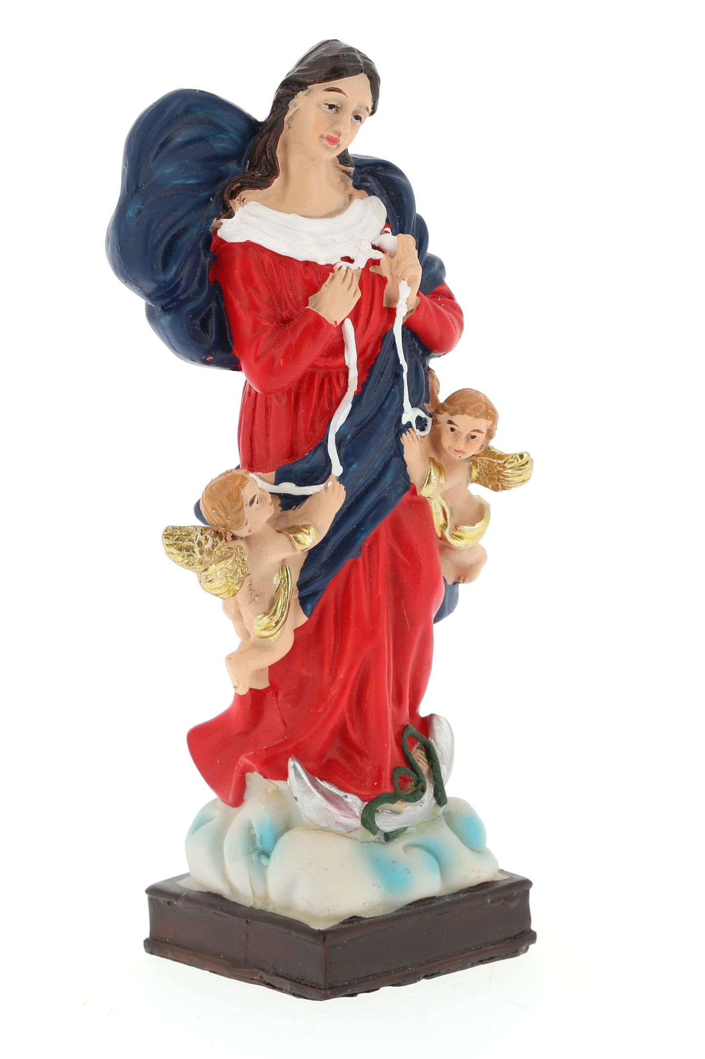 Statua di Maria che scioglie i nodi, in resina. Altezza 15 cm