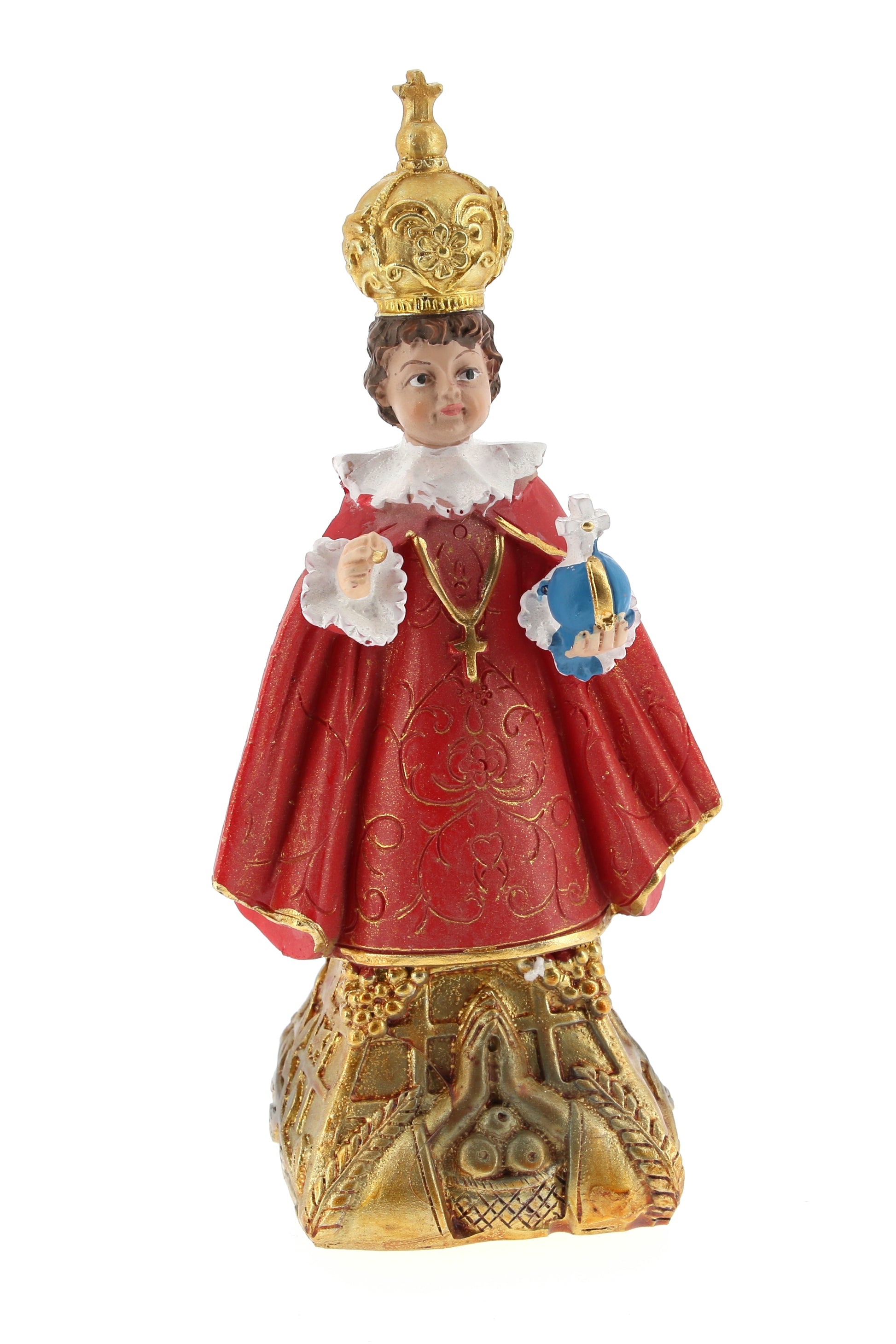 Statua Gesù Bambino di Praga, in resina. Altezza 15 cm