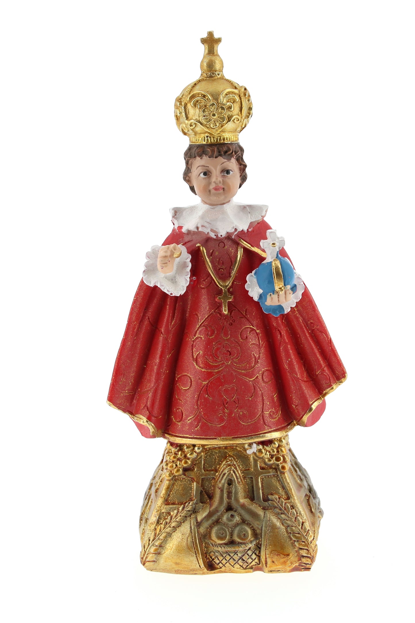 Statua Gesù Bambino di Praga, in resina. Altezza 15 cm