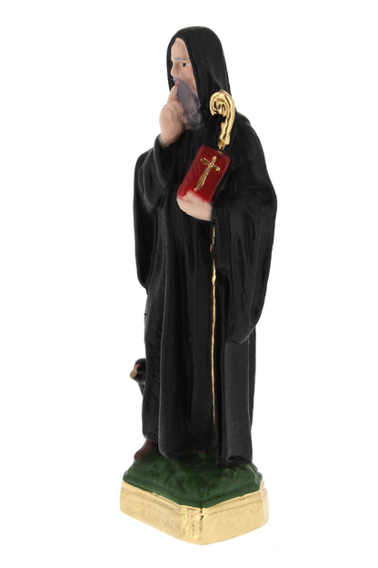 Statua San Benedetto, in gesso madreperlato. Altezza 20 cm