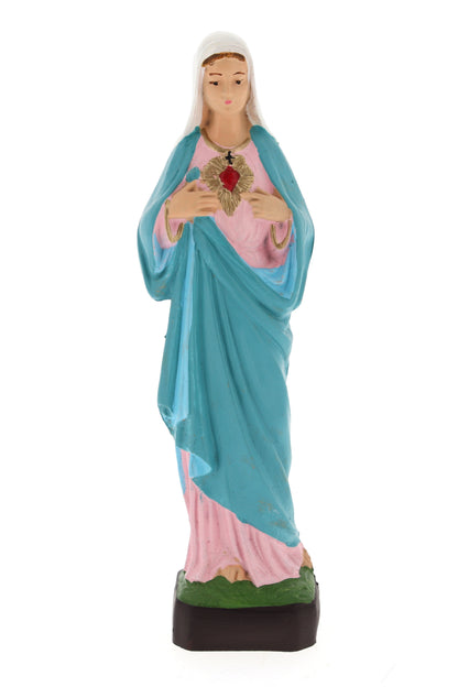 Statua Sacro Cuore di Maria in materiale infrangibile da esterno. Altezza 16 cm