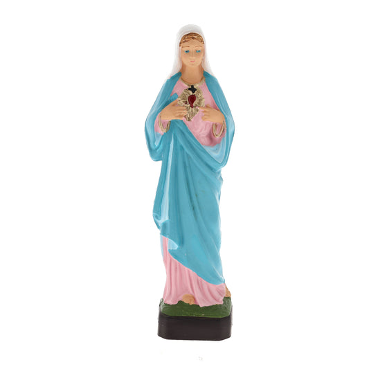 Statua Sacro Cuore di Maria in materiale infrangibile da esterno. Altezza 16 cm