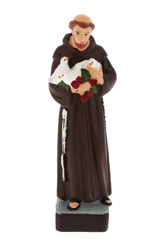 Statua San Francesco in materiale infrangibile da esterno. Altezza 16 cm