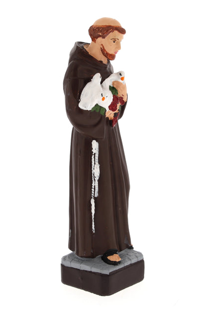 Statua San Francesco in materiale infrangibile da esterno. Altezza 16 cm