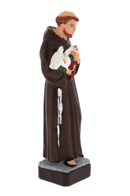 Statua San Francesco in materiale infrangibile da esterno. Altezza 16 cm