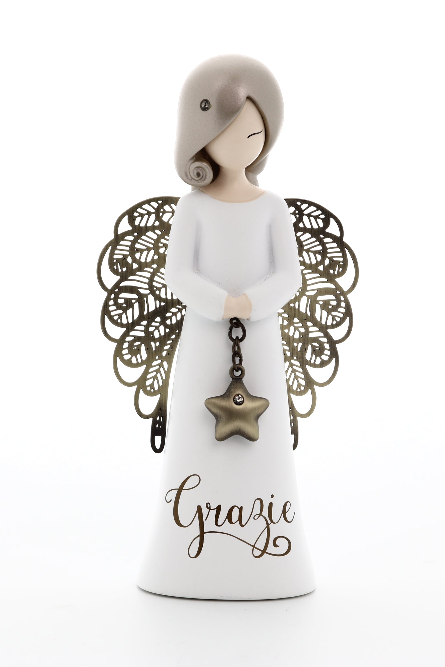 Statua in resina con ali in metallo You Are an Angel - Grazie h. 12,5 cm