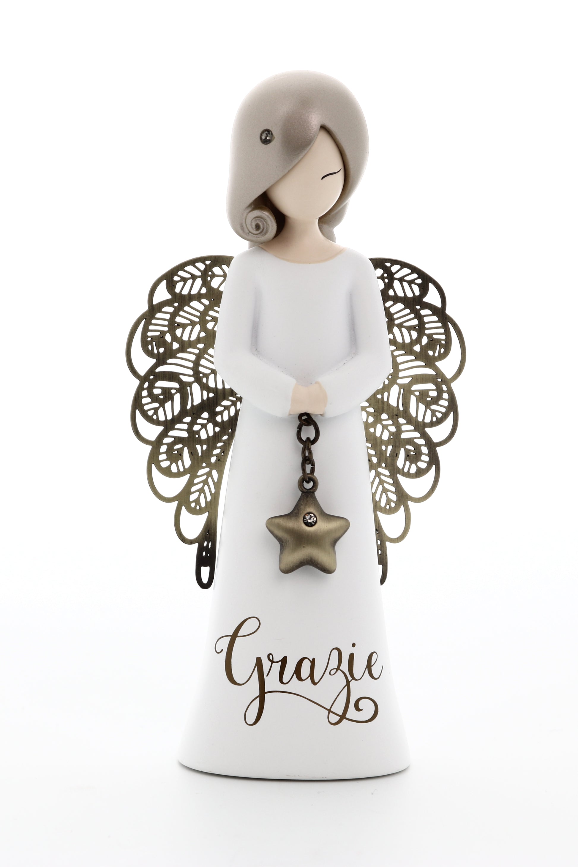 Statua in resina con ali in metallo You Are an Angel - Grazie h. 12,5 cm