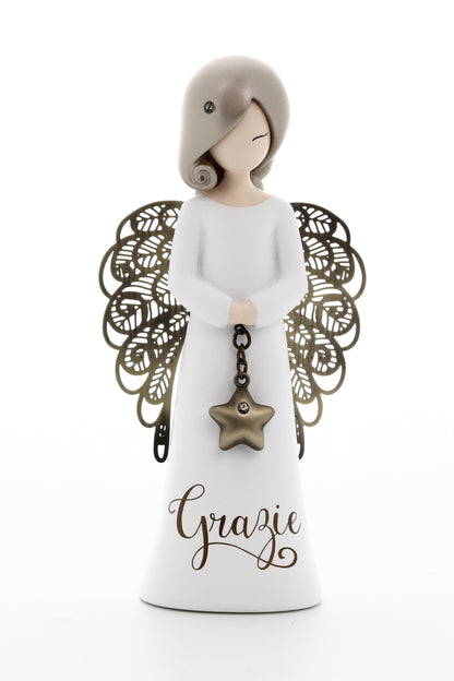 Statua in resina con ali in metallo You Are an Angel - Grazie h. 12,5 cm