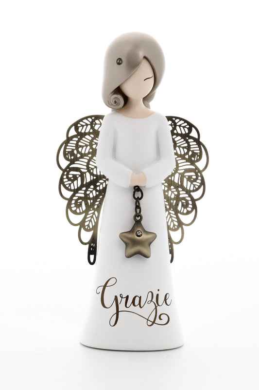 Statua in resina con ali in metallo You Are an Angel - Grazie h. 12,5 cm