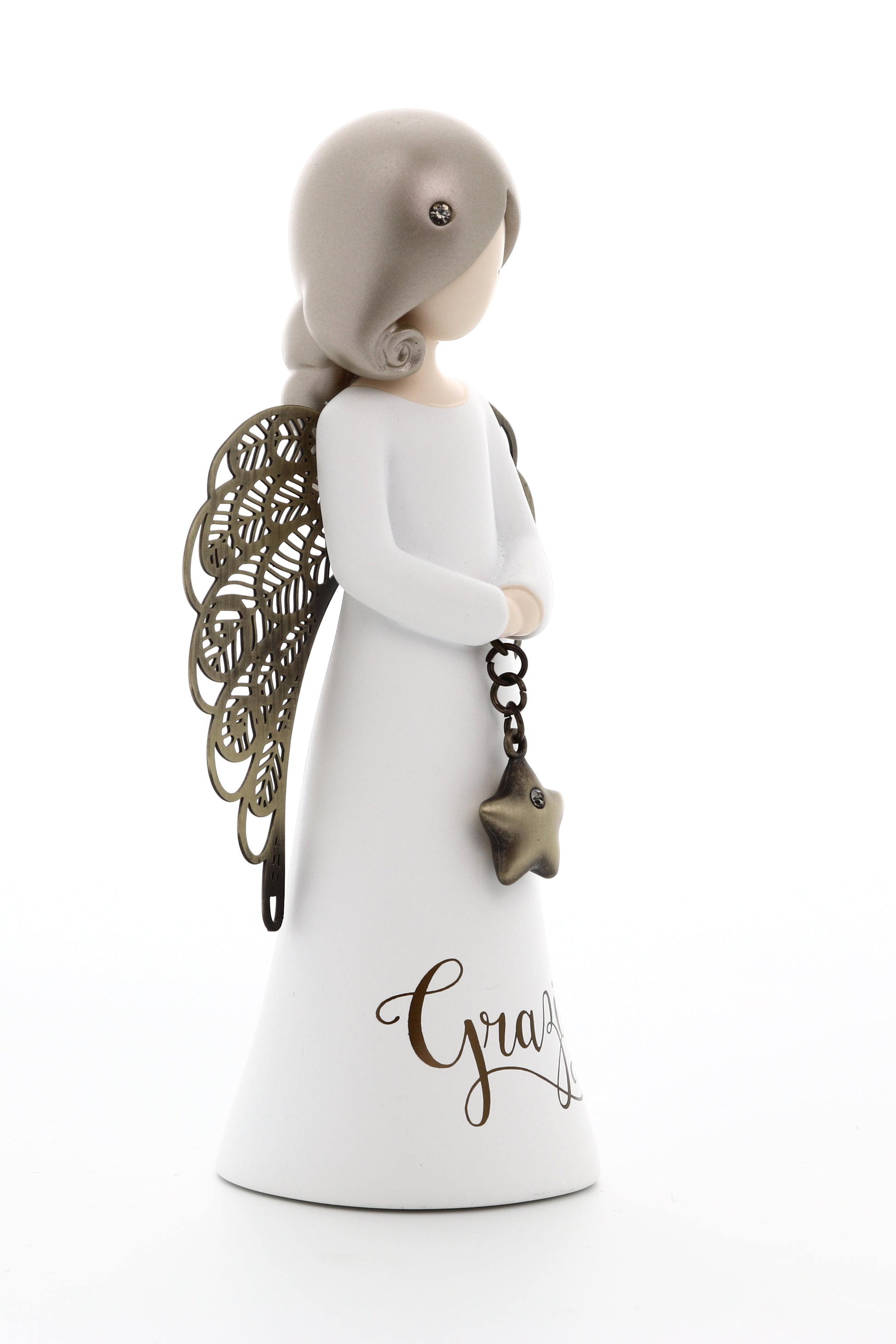 Statua in resina con ali in metallo You Are an Angel - Grazie h. 12,5 cm