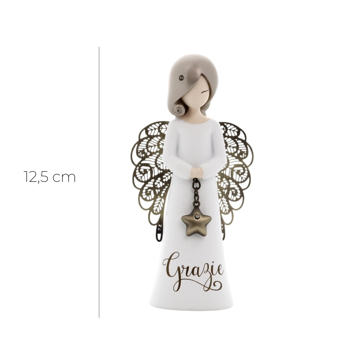 Statua in resina con ali in metallo You Are an Angel - Grazie h. 12,5 cm